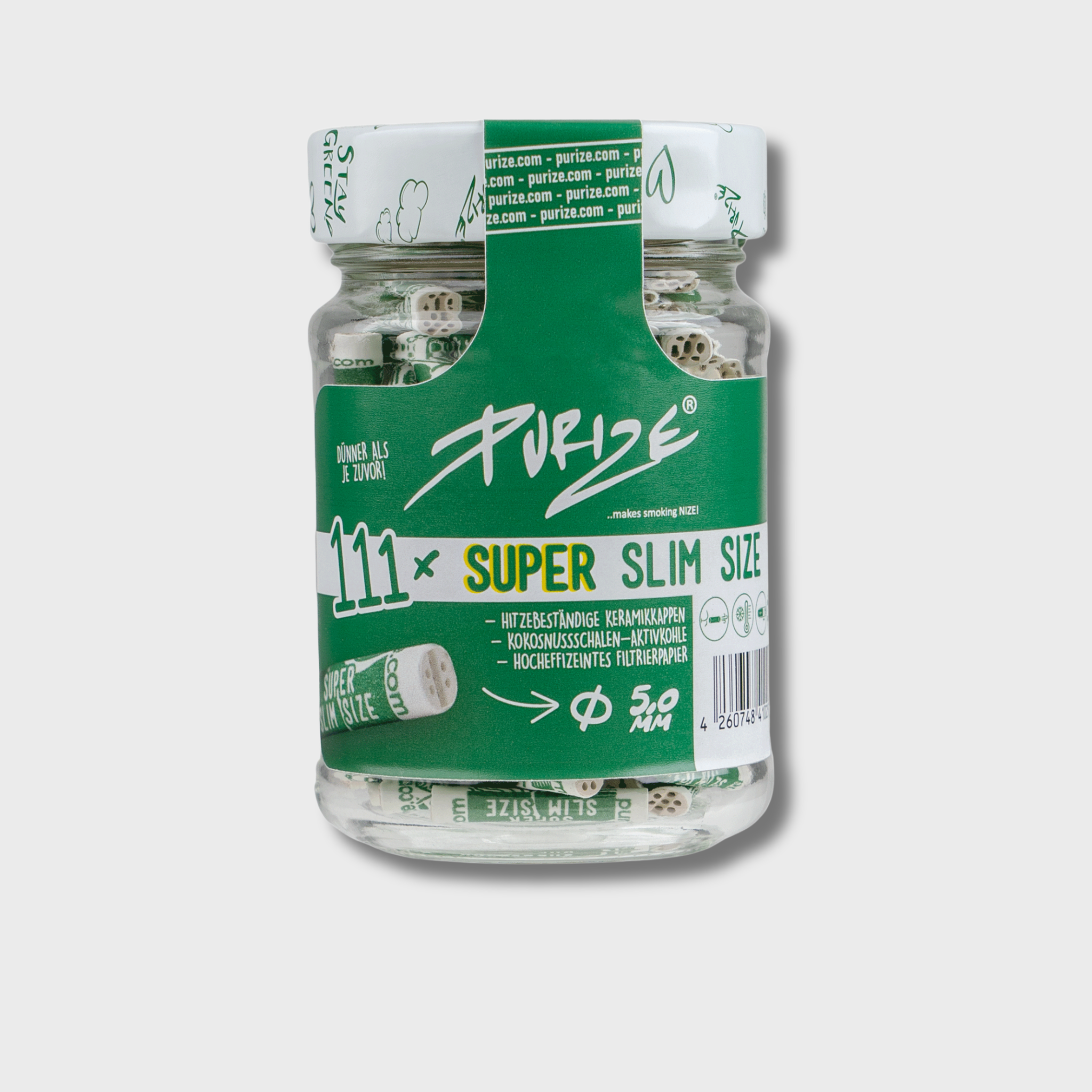 PURIZE Glas | 111 SUPER Slim Size Aktivkohlefilter