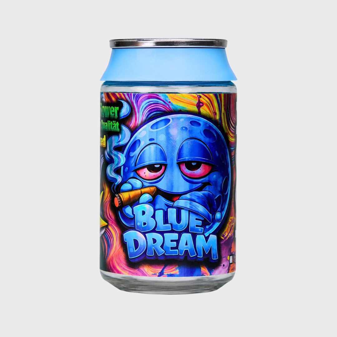 Loom DNT-9 Blüten Dose Blue Dream im Getränkedosen-Look mit blauer Comic-Figur