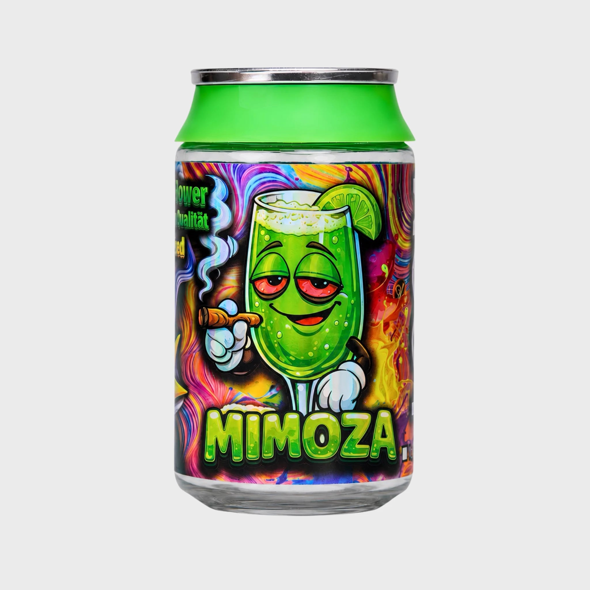 Loom DNT-9 Blüten Dose Mimoza im Getränkedosen-Look mit grüner Comic-Figur