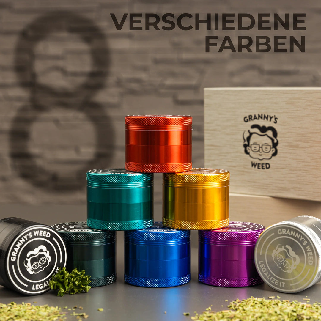 Granny’s Weed Aluminium Grinder 63 mm – 4-teilig mit Pollensieb