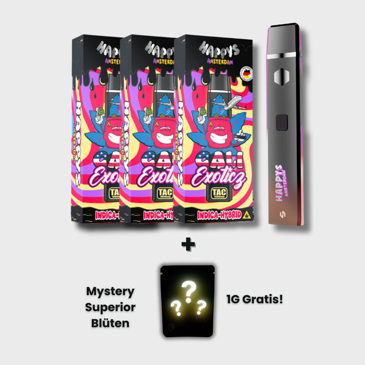 Happys Amsterdam Premium 1ml TAC Vape Cali Exoticz - Indica Hybrid