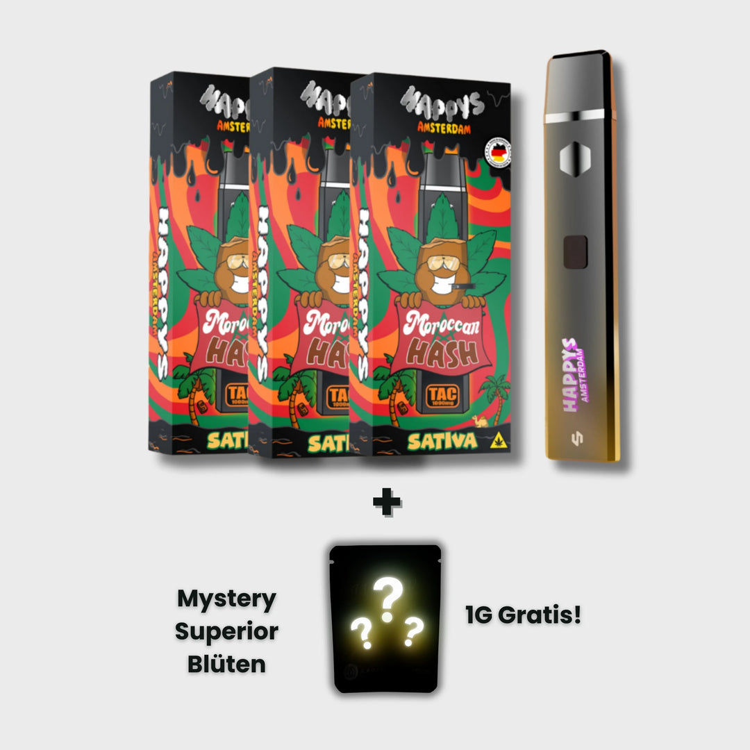Happys Amsterdam Premium 1ml TAC Vape Morrocan Hash - Sativa