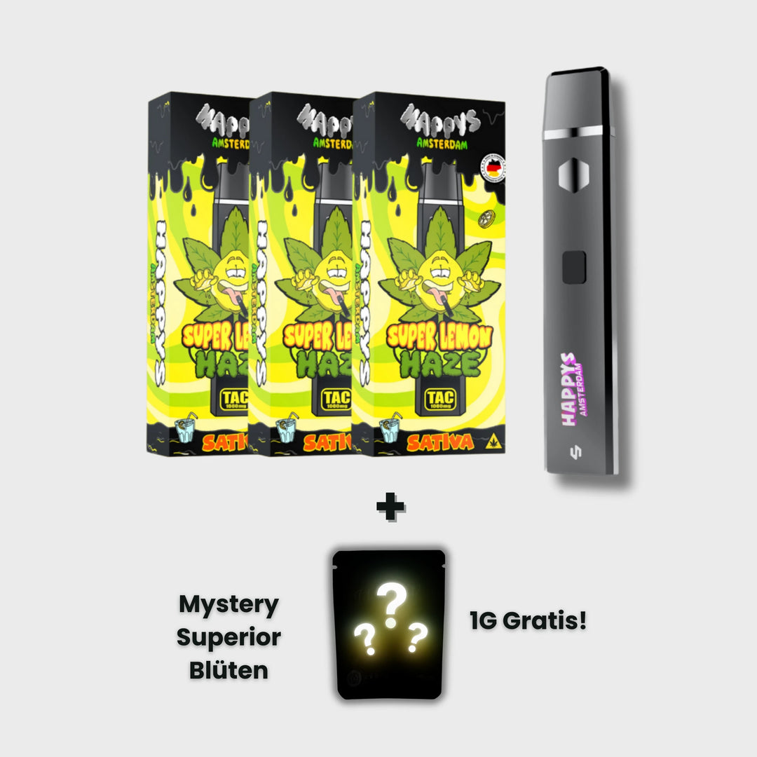 Happys Amsterdam Premium 1ml TAC Vape Super Lemon Haze - Sativa